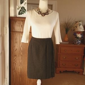 Talbots Full Wrap Wool Skirt with Fringed Edge
